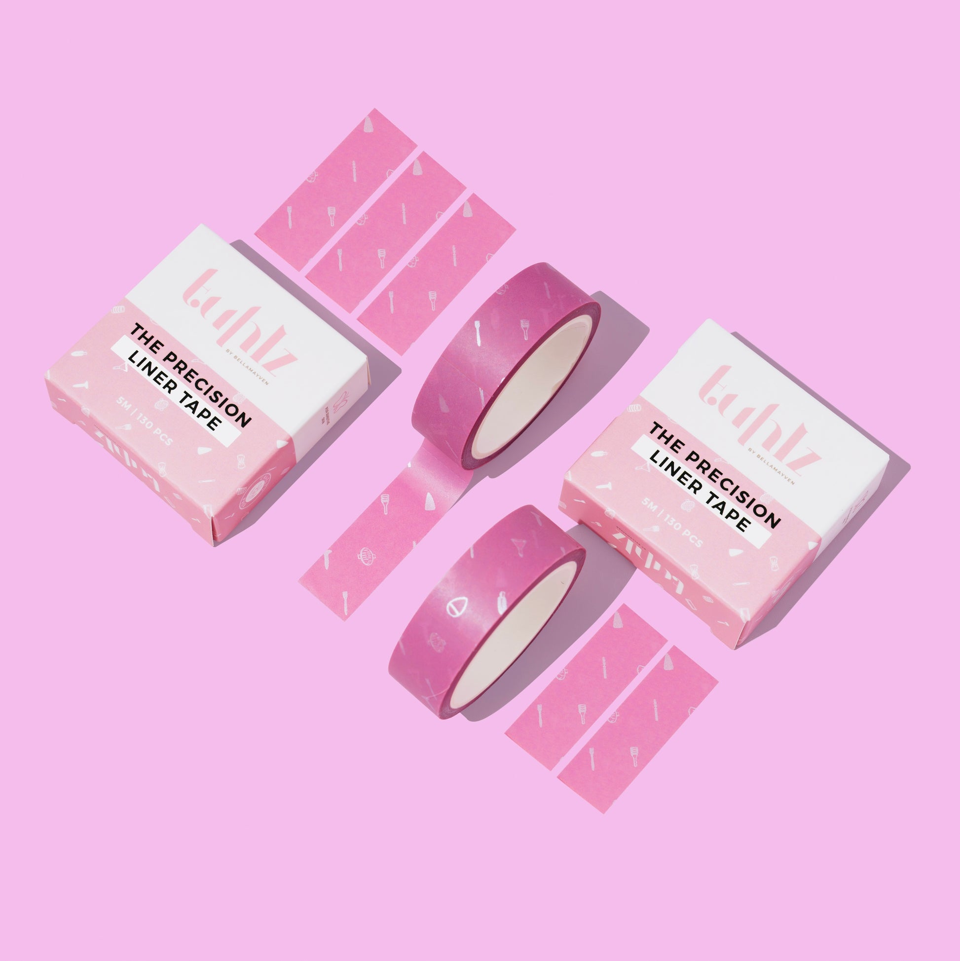 roll of pre-cut eyeliner tape for creating sharp eyeliner and eyeshadow angles. Safe for sensitive skin, easy to apply and remove without tugging or pulling