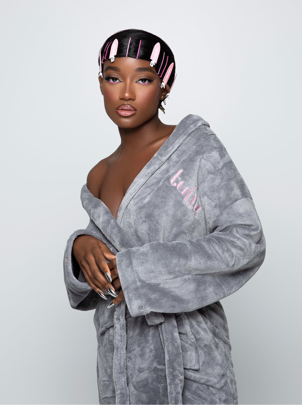 Close-up of ultra soft plush fleece fabric from TUHLKit robe – cozy luxury texture